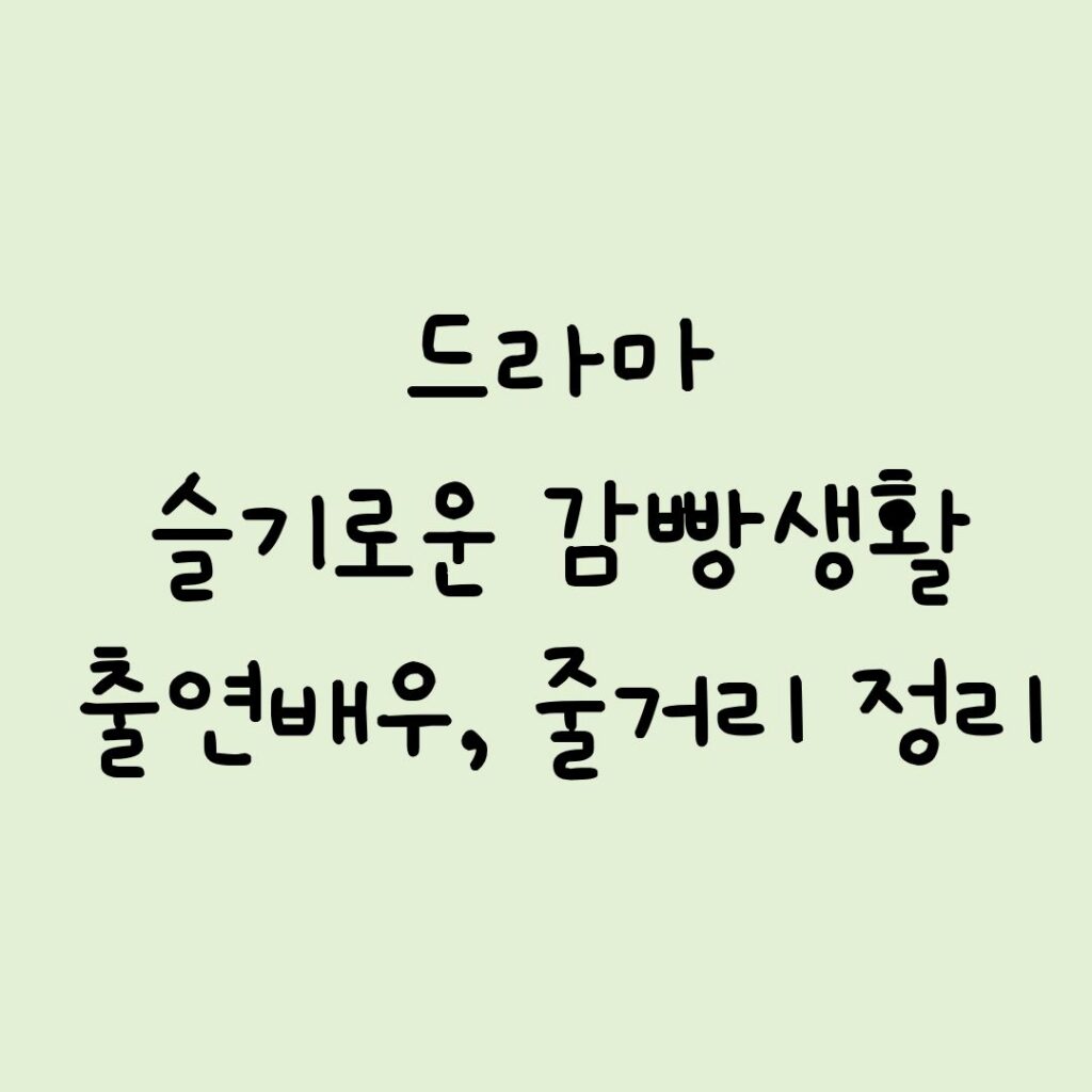 슬기로운 감빵생활 출연배우, 줄거리 정리